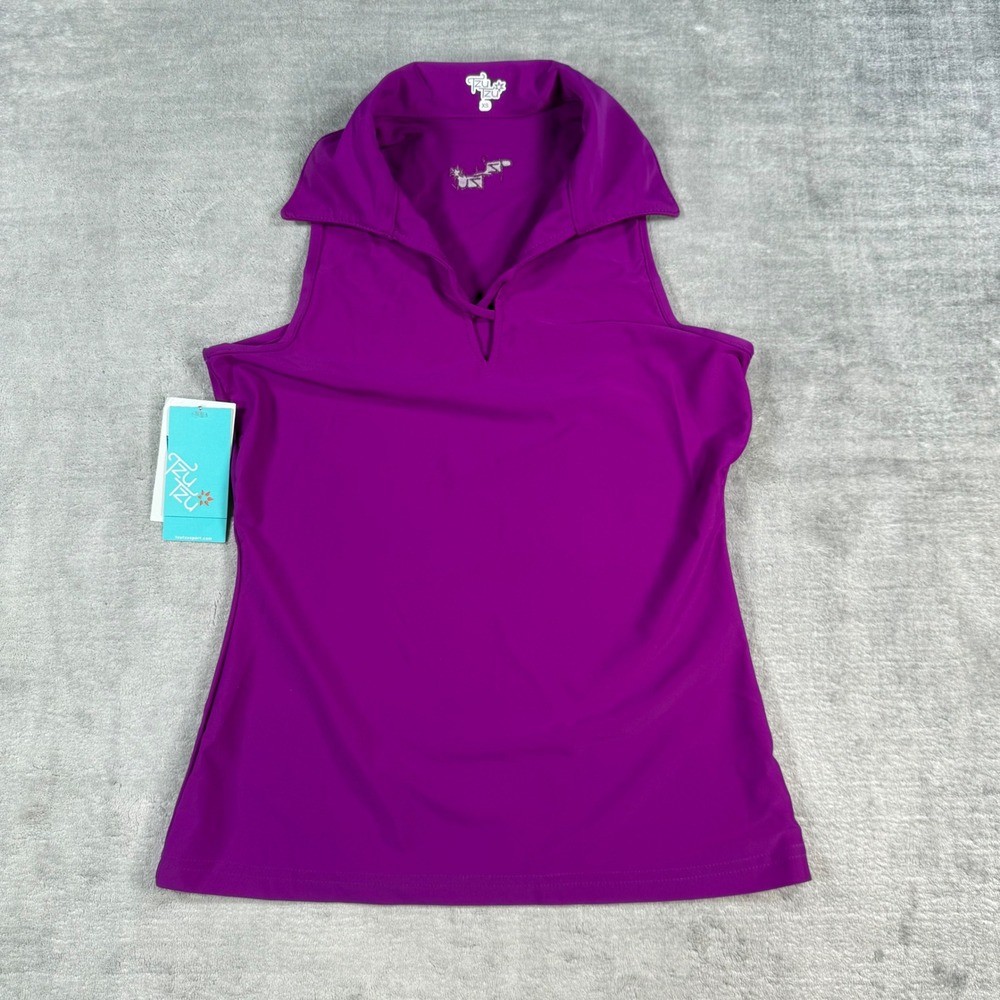 Tzu Tzu Quinn Top Womens XS Magenta Sleeveless Golf Polo Performance Sporty New